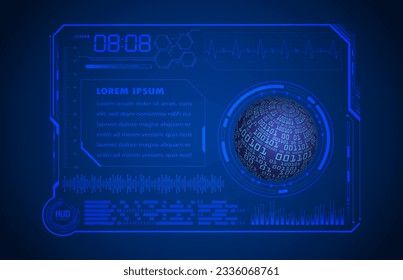 HUD world circuit board future technology, blue hud cyber security concept background