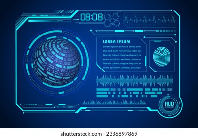HUD world circuit board future technology, blue hud cyber security concept background