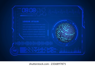 HUD world circuit board future technology, blue hud cyber security concept background