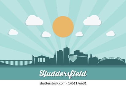 Huddersfield Skyline - England, United Kingdom, UK, Great Britain - Vector Illustration