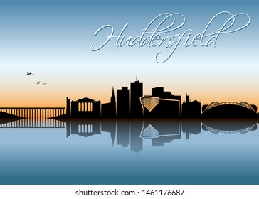 Huddersfield Skyline - England, United Kingdom, UK, Great Britain - Vector Illustration