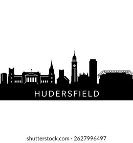 Huddersfield Skyline Silhouette Black Vector.