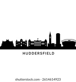 Huddersfield Skyline Silhouette with England, and Vector.
