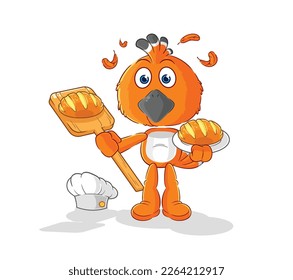 the hudhud bird baker with bread. cartoon mascot vector