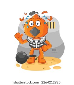 the hudhud bird criminal in jail. cartoon character