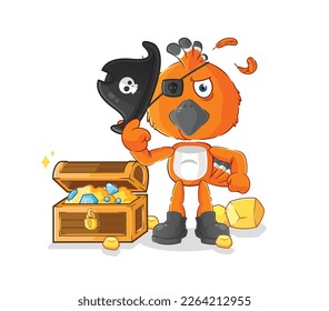 the hudhud bird pirate with treasure mascot. cartoon vector