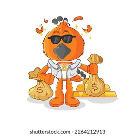 the hudhud bird rich character. cartoon mascot vector