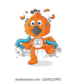 the hudhud bird runner character. cartoon mascot vector