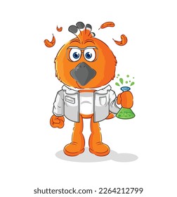 the hudhud bird scientist character. cartoon mascot vector