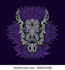 hudoq borneo and pig mask illustration 