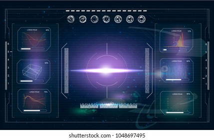 HUD.Radar screen. Futuristic user interface for app. Abstract virtual graphic touch user interface. Hi-tech basic. Color elements. UI and UIX hud infographic interface screen monitor radar set web ele