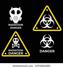 HUD-style danger zone warning frame set with high-tech alert symbols. A vector illustration featuring red caution borders, exclamation point signs, and hazard notifications. 