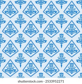 El lujo del Vector azul y blanco de Hue decora el patrón de la tela para la tela estética.