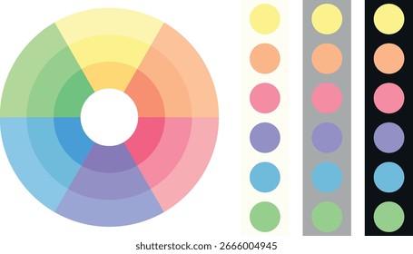 Hue Circle and Color Theory Learning Vector Illustration
