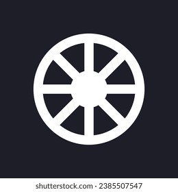Hue color white pixel perfect solid ui icon. Palette wheel. Video correcting tool. Silhouette symbol for dark mode. Glyph pictogram on black space for web, mobile. Vector isolated image