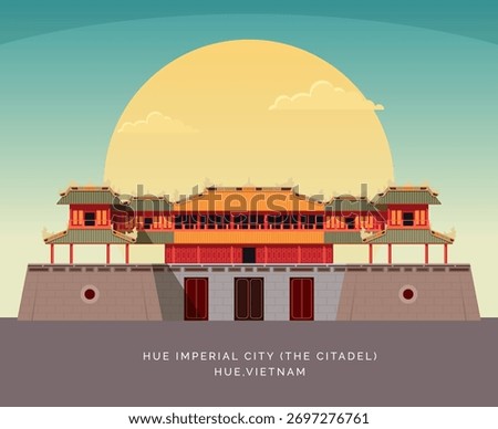 Hue Imperial City (The Citadel) - Vietnam - Stock Illustration as EPS10 File