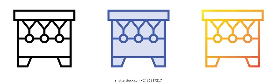 huehuetl icon. Linear, Blue Fill and Gradient Style Design Isolated On White Background