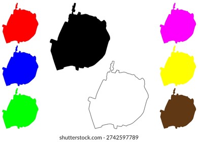 Huelva city (Kingdom of Spain) map vector illustration, scribble sketch Huelva map