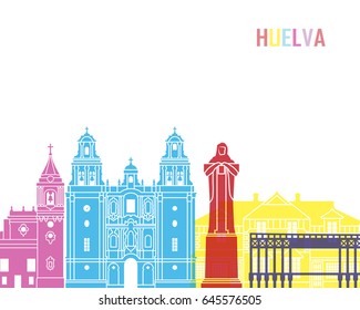 Huelva skyline pop in editable vector file