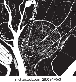 Huelva Spain city map vector illustration. Black and white street map of Huelva Andalusia