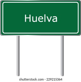 Huelva , Spain , road sign green vector illustration, road table