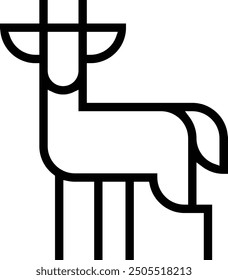 Huemul-Symbol. Dünnes lineares Design einzeln auf weißem Hintergrund