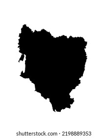 Huesca map vector silhouette illustration isolated on white background. High detailed illustration. Spain province, part of autonomous community Aragon. Country in Europe, EU member.