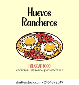 Huevos rancheros mexican food vector illustration