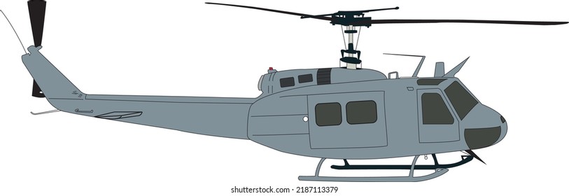 Huey UH1H Helicopter Vector Black