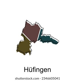 Hufingen City of Germany map vector illustration, vector template with outline graphic sketch style on white background