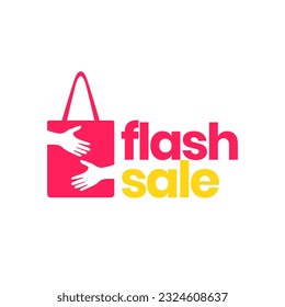 hug bag shopping sale colorful event modern logo icon vector illustration