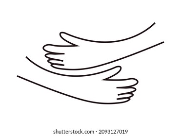 Hug black icon on white background.