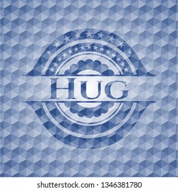 Hug blue hexagon badge.