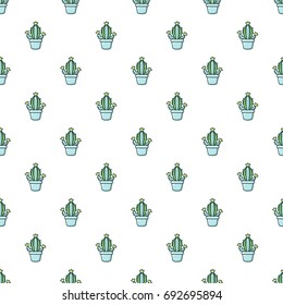 Hug cactus pattern in cartoon style. Seamless pattern vector illustration