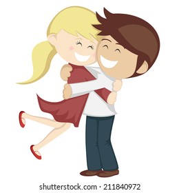 Hug collection - Lovely kids are embracing and smiling.