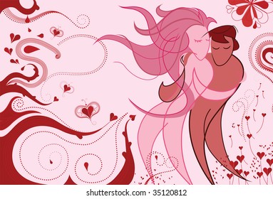 A hug couple in love.