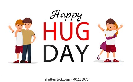 Hug day background for banner, poster. Vector illustration.