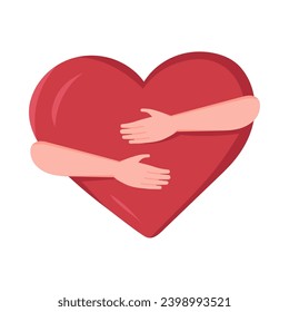 hug day illustration with hugging heart vector isolated