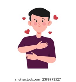 hug day illustration with man hugging himself vector isolated
