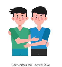 hug day illustration with men hugging each other vector isolated