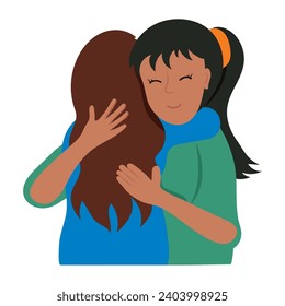 hug day illustration with women hugging each other vector isolated