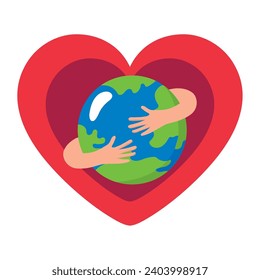 hug day illustration with world hugging himself vector isolated