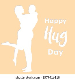 Hug day vector illustration with couple silhouette