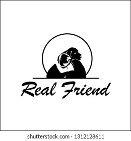 Hug Dog silhouette Vector
