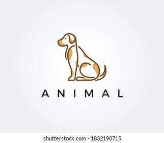 Hug Dog Vector Logo Illustration. Dog silhouette with spot on the body, but the spot could be as a human hand who hold the dog. it's good for Pet logo, veterinary, or dog lover logo