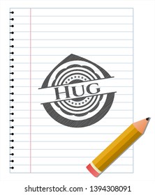 Hug draw (pencil strokes). Vector Illustration. Detailed.