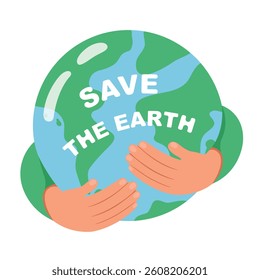 Hug the earth logo. Save the earth, Environmental protection concept. Nature and ecology concept.