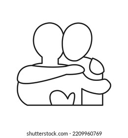 Hug Emoji Vector Line Icon Symbol Sign