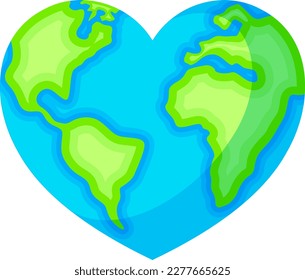 Hug the globe heart shape. Happy Earth day concept, World Environment Day icon design of poster, card and banner. Illustration isolated on white background.