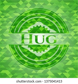 Hug green emblem with mosaic ecological style background